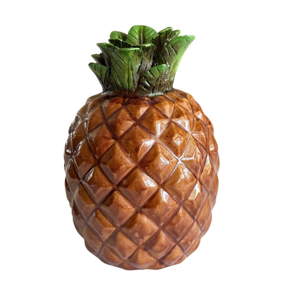 Unbranded Pineapple Figurine Home Decor Brown Green Resin Tropical 5.5"
